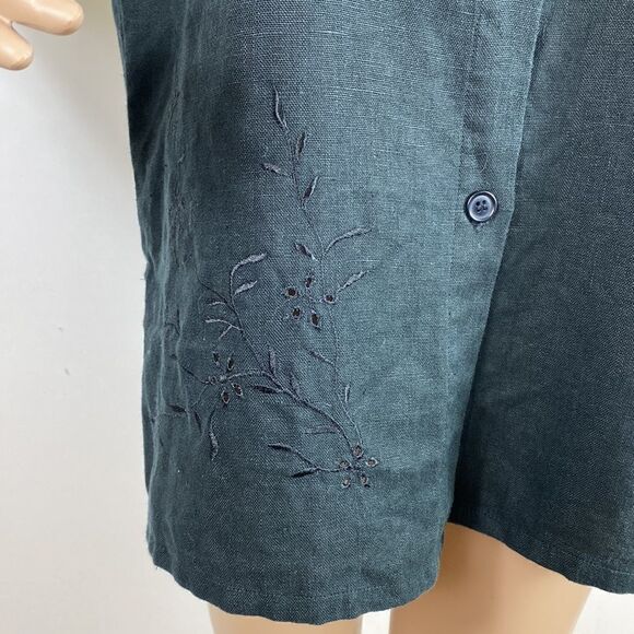 JPR Outfit 100% linen black eyelet short sleeve bottom up shirt size S - Picture 2 of 8